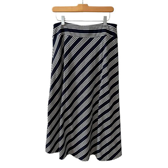 Talbots Nautical Summer Stripe Knit Skirt Navy Blue SP - Picture 3 of 5